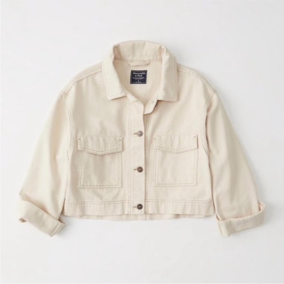 Abercrombie Cream Utility Trucker Jacket - Picture 2 of 8